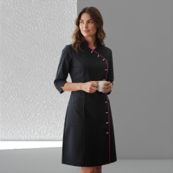 Jurk Romy Zwart met roze bies