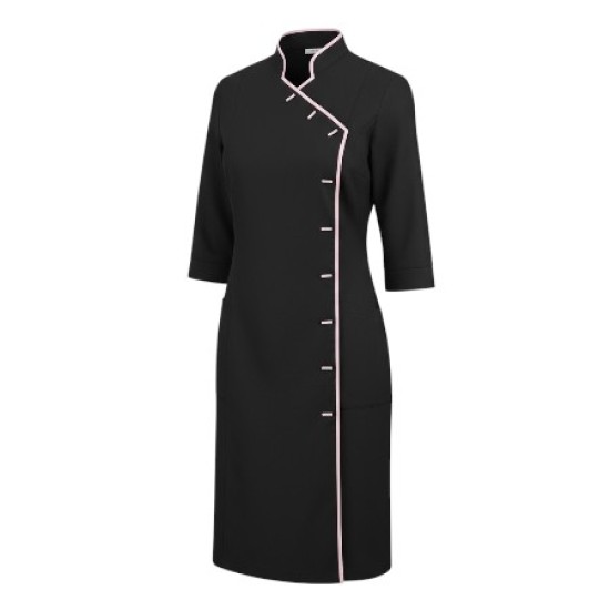 Jurk Romy Zwart met witte bies Jurk Romy Zwart met witte bies