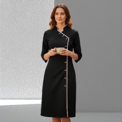 Jurk Romy Zwart met witte bies