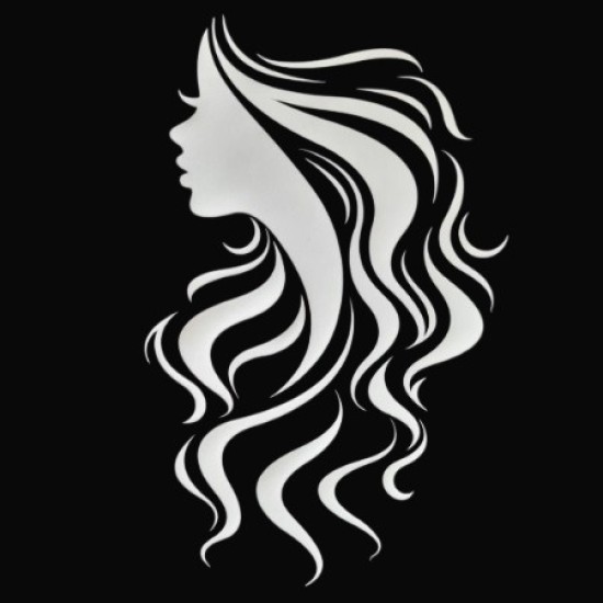 Kappersschort - Verfschort met opdruk: Silhouet vrouw