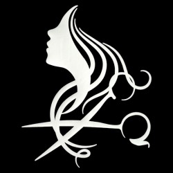 Kappersschort - Verfschort met opdruk: Vrouw met schaar Kappersschort - Verfschort met opdruk: Vrouw met schaar