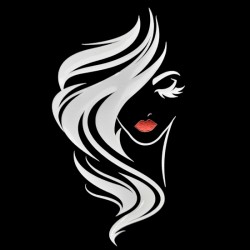 Kappersschort - Verfschort met opdruk: Vrouw met rode lip