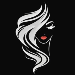 Kappersschort - Verfschort met opdruk: Vrouw met rode lip