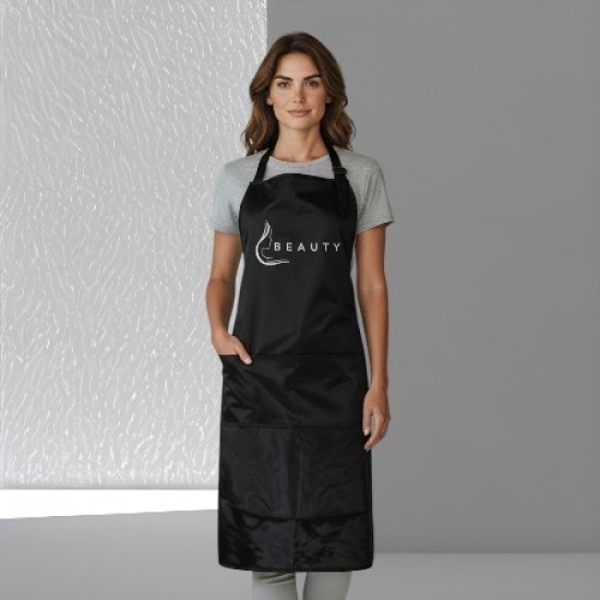 Water en olieafstotende Beauty Schort: Beauty (Zijkant gezicht) Kleur: Wit