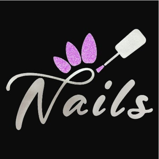 Water en olieafstotende Manicure Schort: Nail Studio (3 gekleurde nagels) Kleur: Zilver - Paars