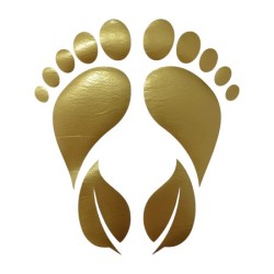 Water en olieafstotende Pedicure Schort met opdruk - Voeten blad als hak - Kleur: Goud