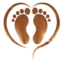 Water en olieafstotende Pedicure Schort met opdruk - Voeten in Hart - Kleur: Koper