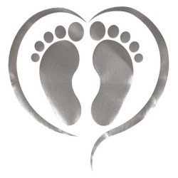 Water en olieafstotende Pedicure Schort met opdruk - Voeten in Hart - Kleur: Zilver