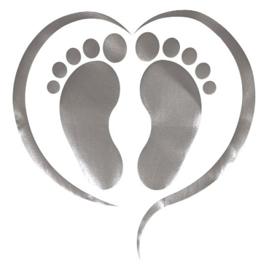 Water en olieafstotende Pedicure Schort met opdruk - Voeten in Hart - Kleur: Zilver