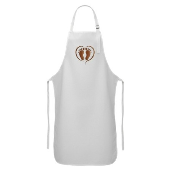 Water en olieafstotende Pedicure Schort met opdruk - Voeten in Hart - Kleur: Koper