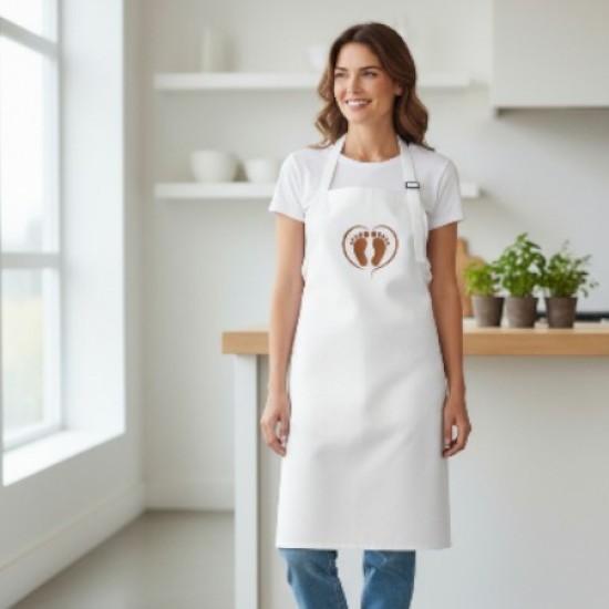 Water en olieafstotende Pedicure Schort met opdruk - Voeten in Hart - Kleur: Koper