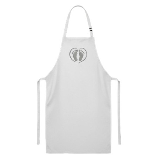 Water en olieafstotende Pedicure Schort met opdruk - Voeten in Hart - Kleur: Zilver