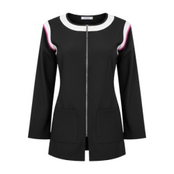 Tuniek Fleur: Zwart met wit en licht roze bies