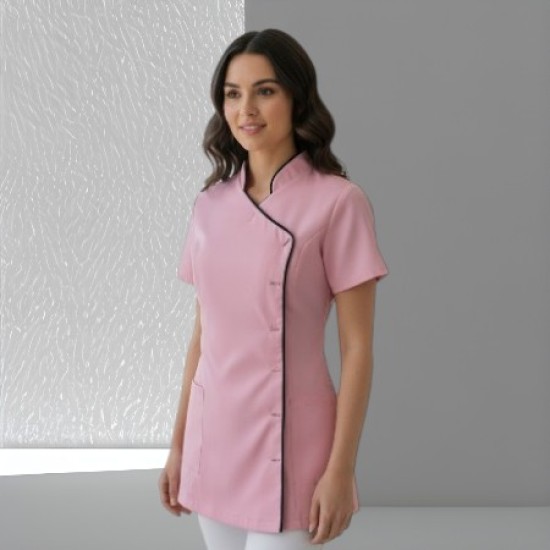 Tuniek Romy (Polyester) Lichtroze met zwarte bies