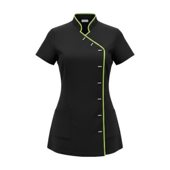 Tuniek Romy (Polyester) Zwart met lime groene bies Tuniek Romy (Polyester) Zwart met lime groene bies