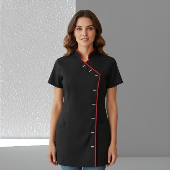 Tuniek Romy (Polyester) Zwarte met rode bies