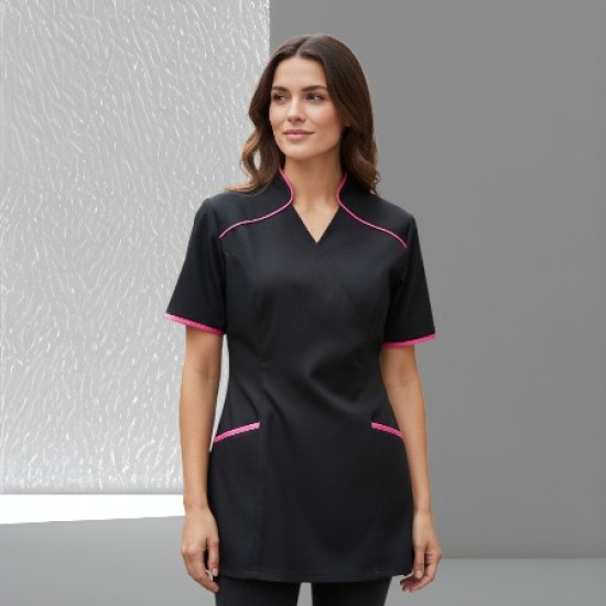 Wikkeltuniek Wendy: Zwart met roze rand Wikkeltuniek Wendy: Zwart met roze rand