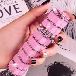 Hervulbare Parfum Verstuiver Fles met strass 12ml - Kleur: Lichtroze