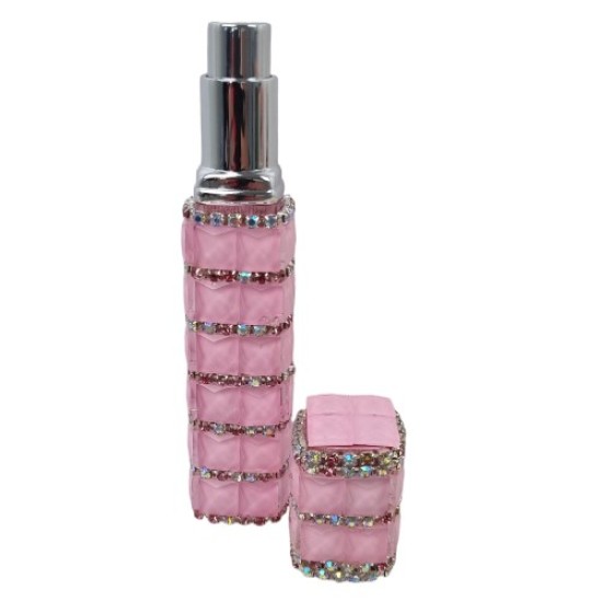 Hervulbare Parfum Verstuiver Fles met strass 12ml - Kleur: Lichtroze