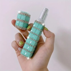 Hervulbare Parfum Verstuiver Fles met strass 12ml - Kleur: Mint