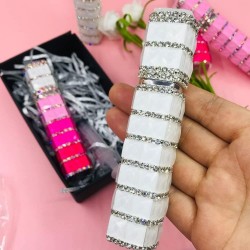 Hervulbare Parfum Verstuiver Fles met strass 12ml - Kleur: Wit