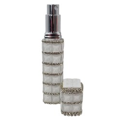 Hervulbare Parfum Verstuiver Fles met strass 12ml - Kleur: Wit Hervulbare Parfum Verstuiver Fles met strass 12ml - Kleur: Wit