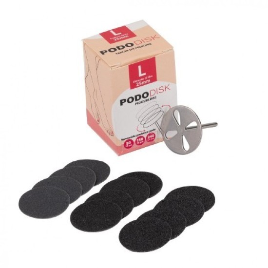 Pododisk - Pedicure set  - Houder met vervangbare schijven: Maat L 25 mm