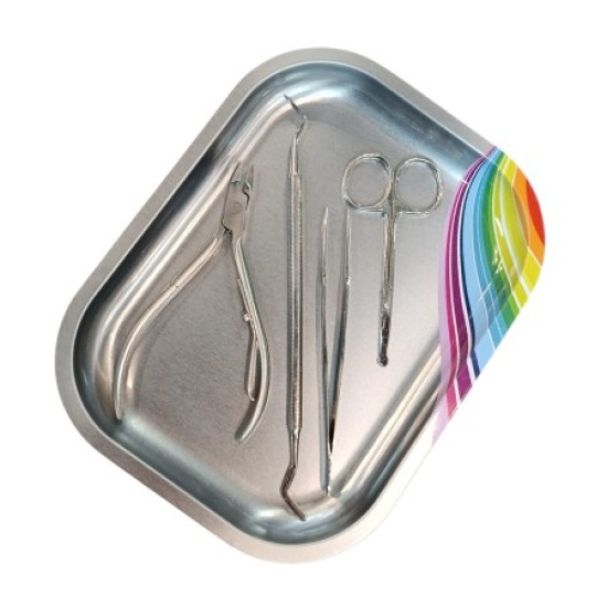 Nail Tray Rainbow - Instrumenten Tray Mini Regenboog - Silver