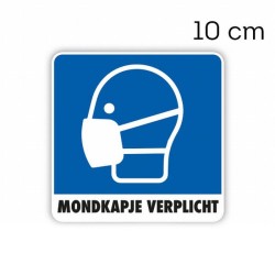 Mondkapje sticker vierkant 10 cm