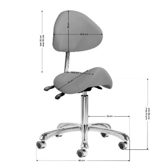 ﻿Tabouret de Luxe - Zadelzit de Luxe - Kleur: Grijs