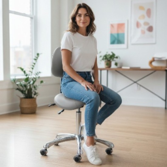 ﻿Tabouret de Luxe - Zadelzit de Luxe - Kleur: Grijs