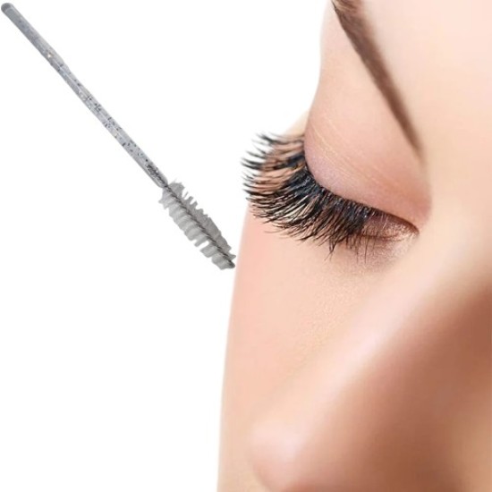 Lash brushes - Mascara en wenkbrauw borsteltjes 50st - Kleur Wit Glitter