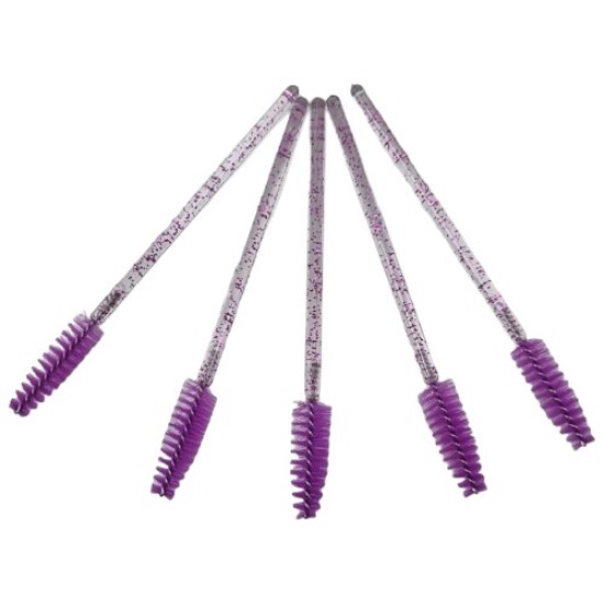 Lash brushes - Mascara en wenkbrauw borsteltjes 50st - Kleur Paars Glitter