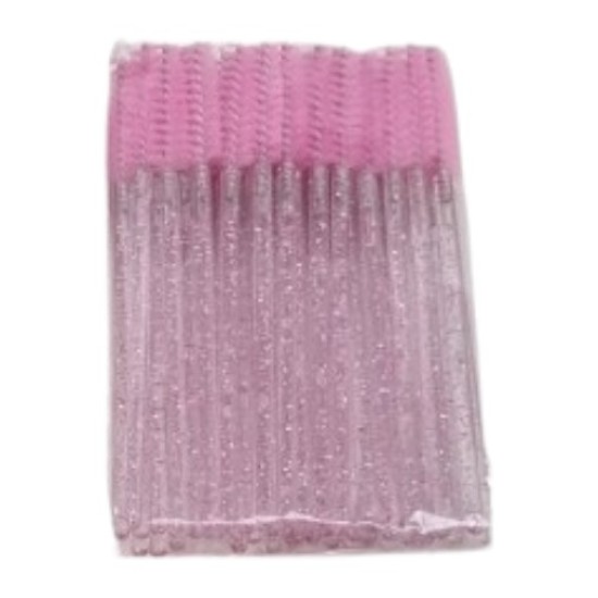 Lash brushes - Mascara en wenkbrauw borsteltjes 50st - Kleur Roze Glitter